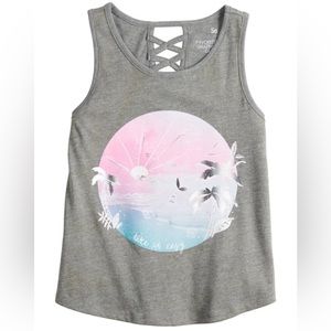 SO XXS 4/5 Grey Take It Easy Ocean View Tank Top with Back Cut Out Design NWT